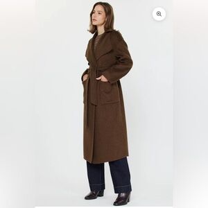 NWT Current Air Brown Wool Wrap Coat SUPER SOFT! Hand Made 2 Button and Belt